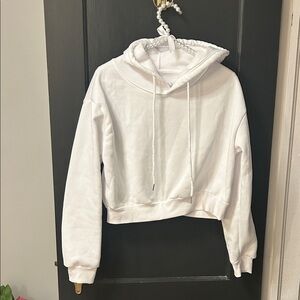 SHEIN White Cropped Hoodie Sweatshirt